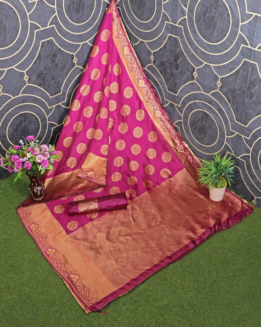 Wine Red Kanjivaram Saree with Mesmerizing Gola Patti Design - Outfit Odessey