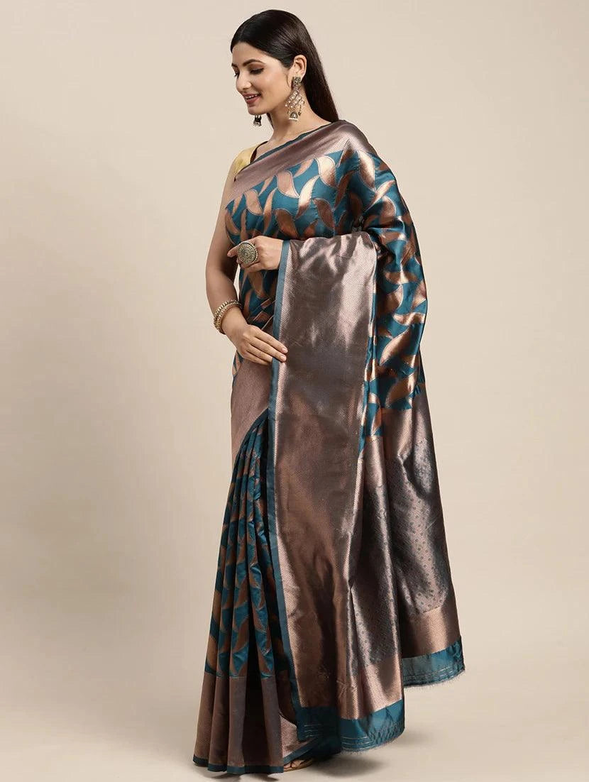 Rama Keri: Exquisite Kanjivarm Silk Saree in Vibrant Rama Color - Outfit Odessey