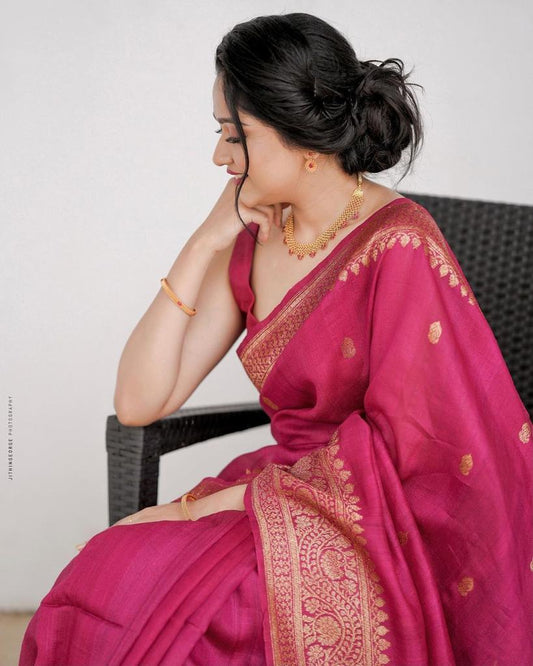 Elegant Pink Silk Saree – Traditional Grace with Modern Flair