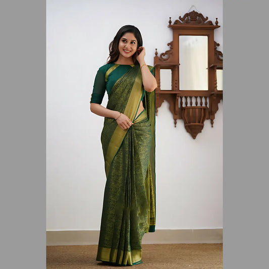 Radiant Dark Green Banarasi Silk Beauty