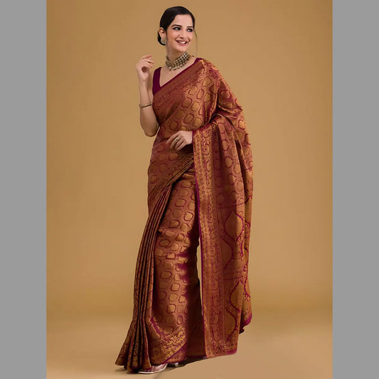 Captivating Red Banarasi Silk Saree