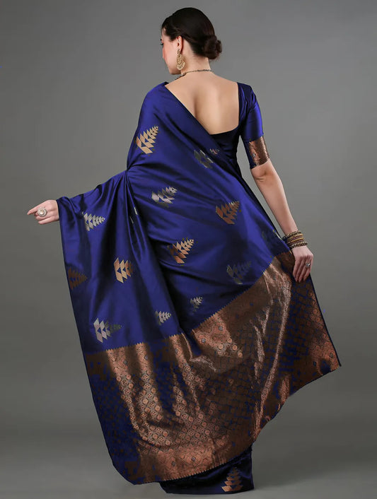 Royal Navy Blue Banarasi Silk Saree