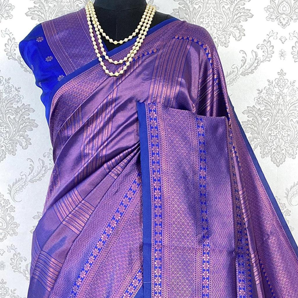 Enchanting Blue: Captivating Aarvi Saree for Timeless Elegance - Outfit Odessey