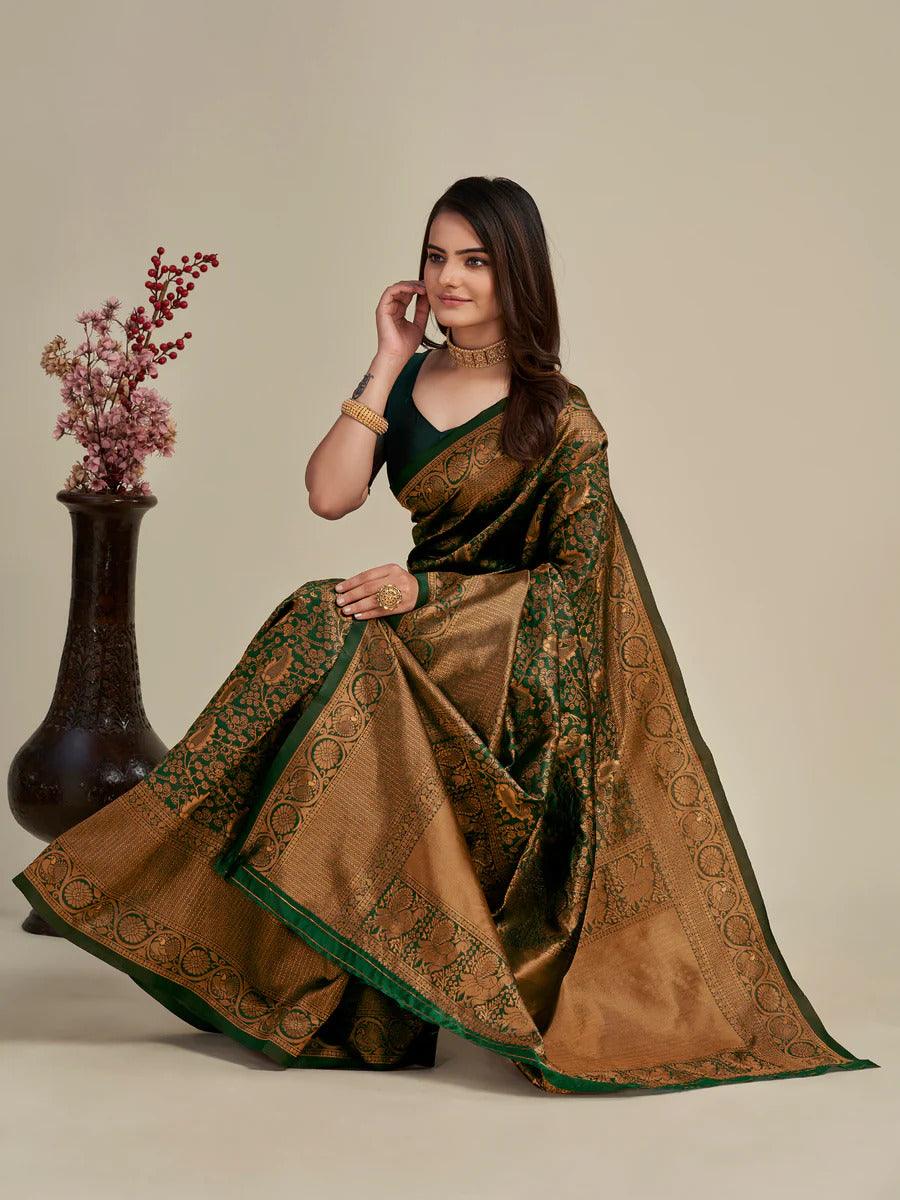 Beautiful Green Saree: Pretty Keri Design for Stunning Look - Outfit Odessey