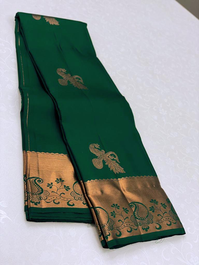 Elegant Green: Graceful Peacock Motif Saree - Outfit Odessey