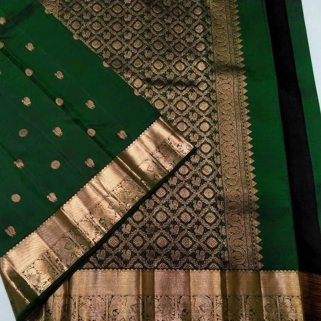 Green Kanjivaram Silk Saree with Kukdo Design - Outfit Odessey