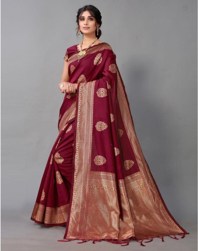 Magnificent Maroon: Pan-tastic Saree for Timeless Grace - Outfit Odessey