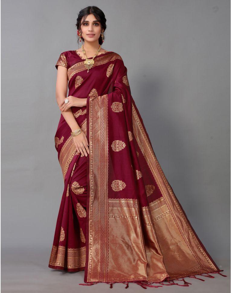 Magnificent Maroon: Pan-tastic Saree for Timeless Grace - Outfit Odessey