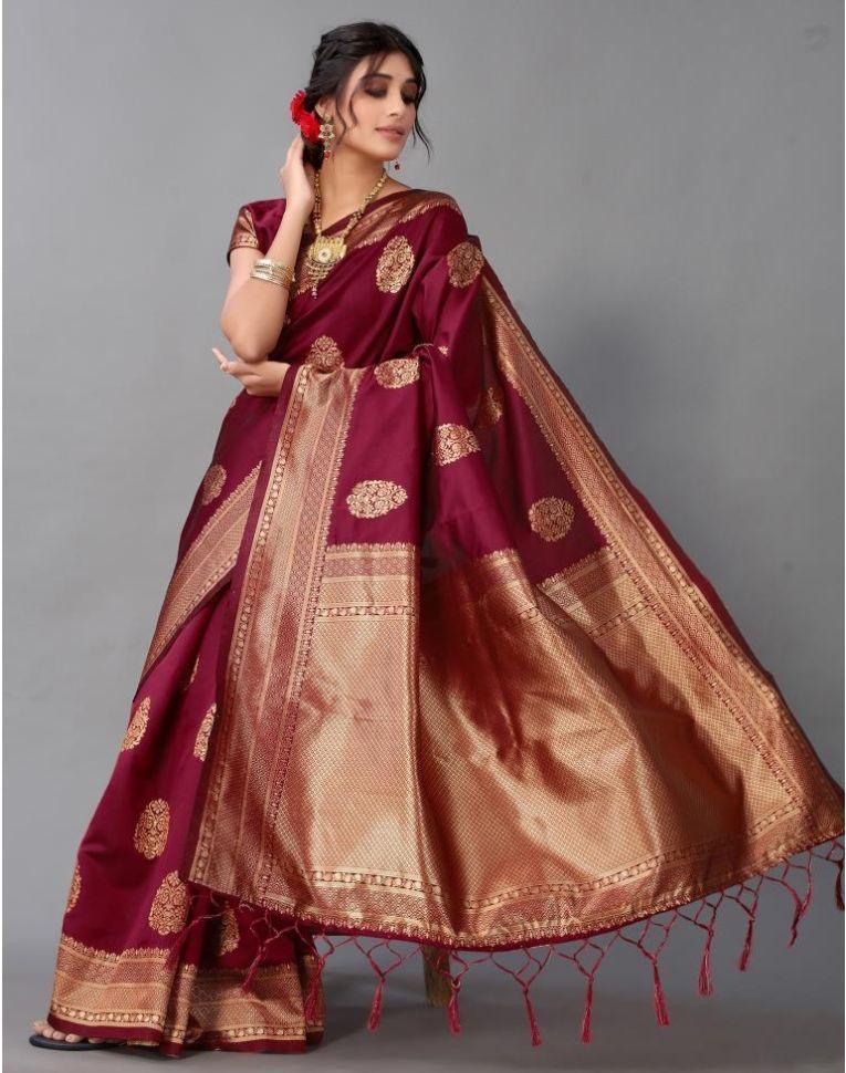 Magnificent Maroon: Pan-tastic Saree for Timeless Grace - Outfit Odessey