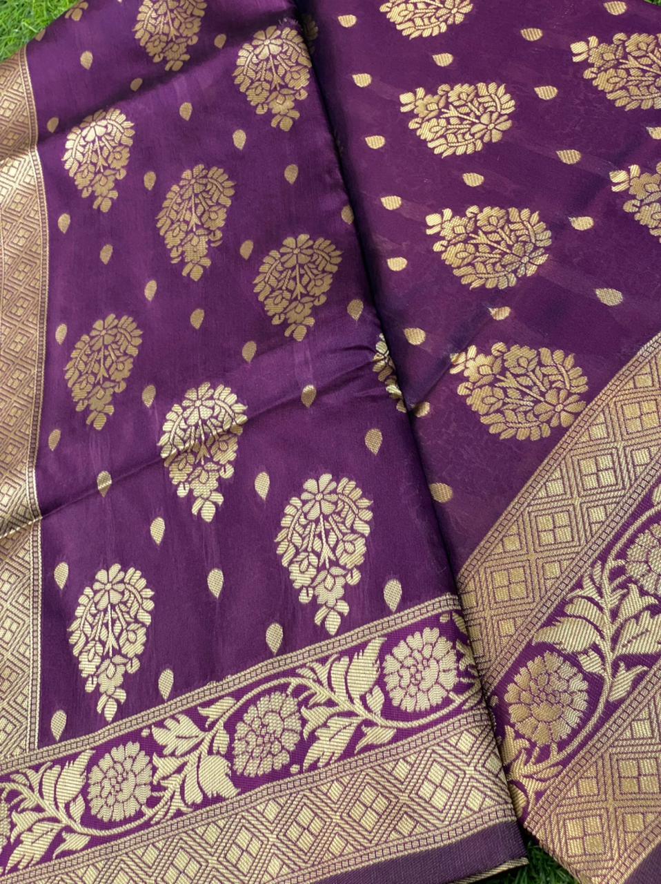 Purple Butta Patti Saree: Regal Elegance for Weddings and Parties - Outfit Odessey