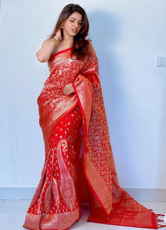 Radiant Charm: Pink Moti Keri Saree for Timeless Beauty - Outfit Odessey